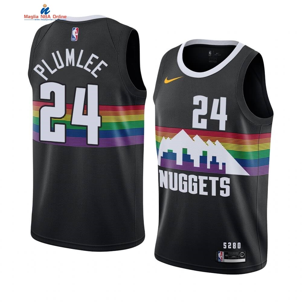 Maglia NBA Nike Denver Nuggets #24 Mason Plumlee Nike Nero Città 2019-20 Acquista