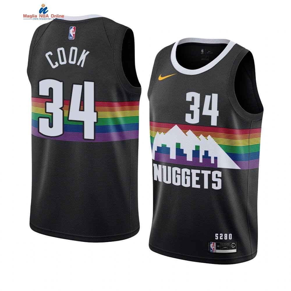 Maglia NBA Nike Denver Nuggets #34 Tyler Cook Nike Nero Città 2019-20 Acquista