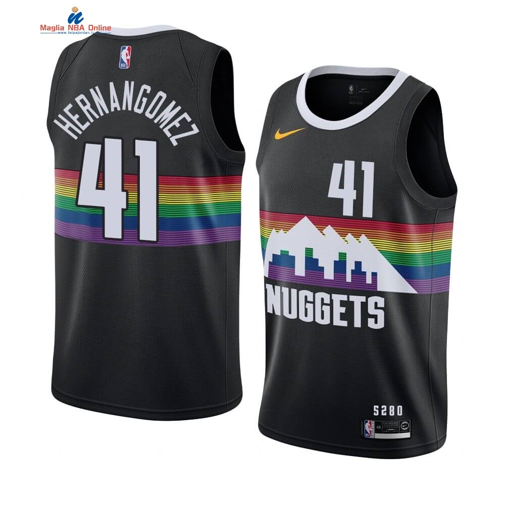 Maglia NBA Nike Denver Nuggets #41 Juan Hernangomez Nike Nero Città 2019-20 Acquista