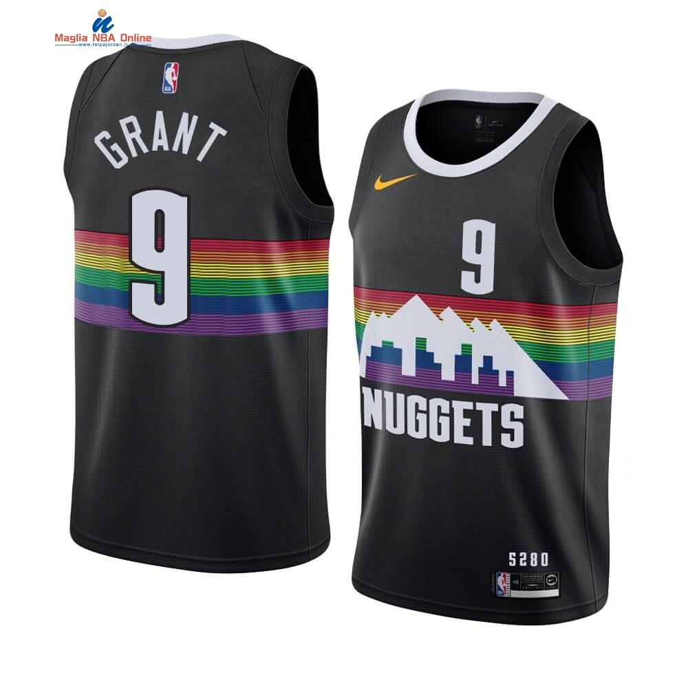Maglia NBA Nike Denver Nuggets #9 Jerami Grant Nike Nero Città 2019-20 Acquista
