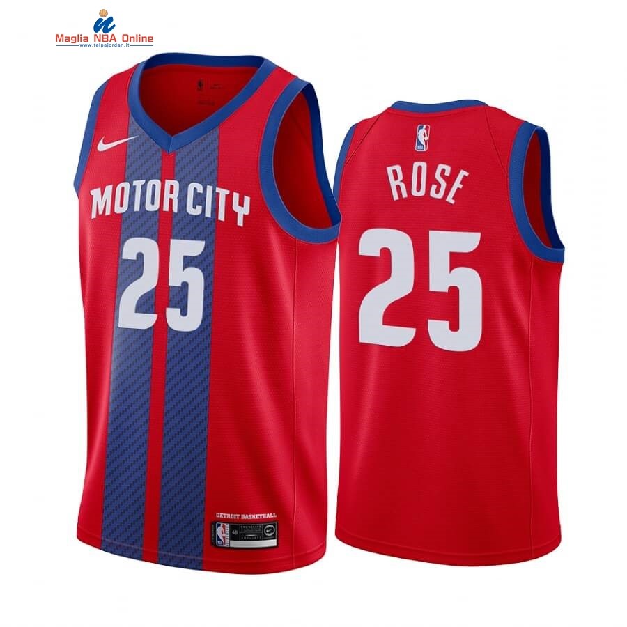 Maglia NBA Nike Detroit Pistons #25 Derrick Rose Nike Rosso Città 2019-20 Acquista