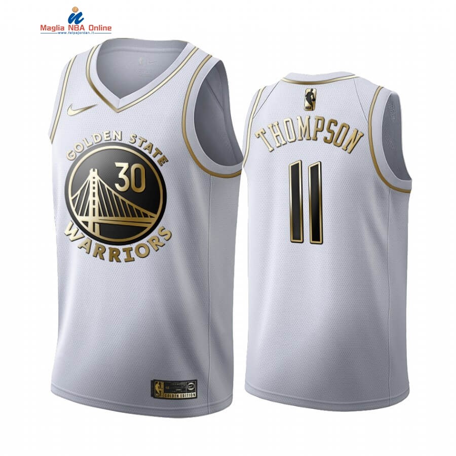 Maglia NBA Nike Golden State Warriors #11 Klay Thompson Bianco Oro 2019-20 Acquista
