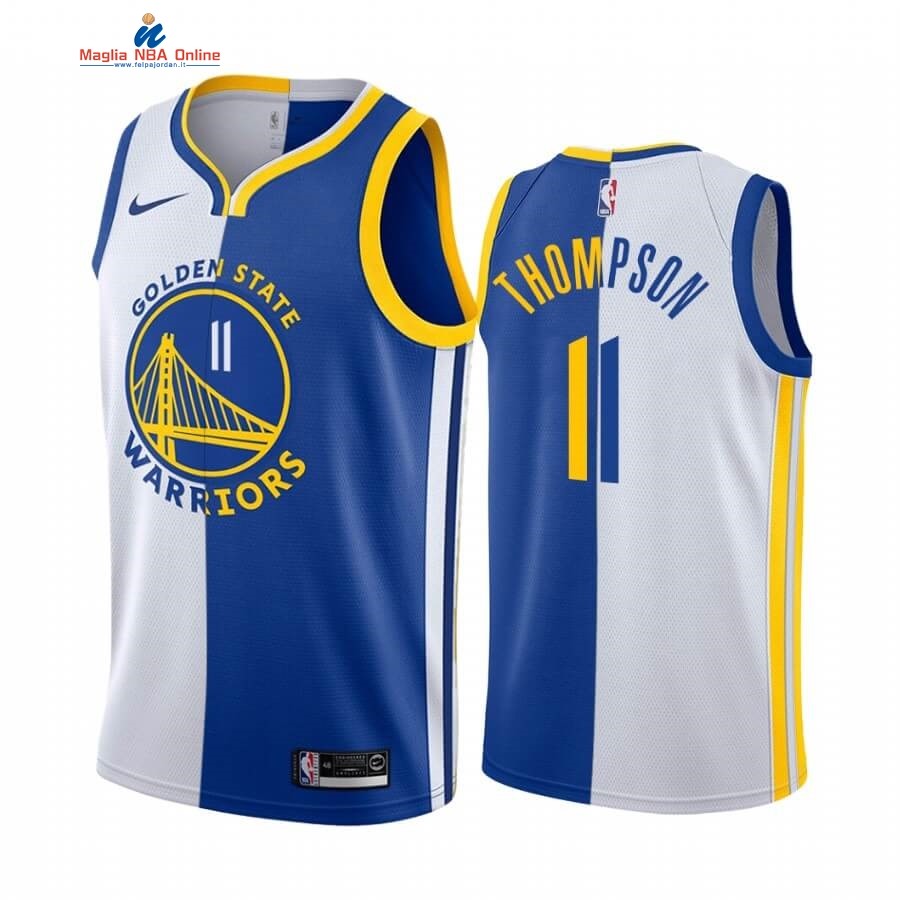 Maglia NBA Nike Golden State Warriors #11 Klay Thompson Blu Bianco Split Edition 2019-20 Acquista