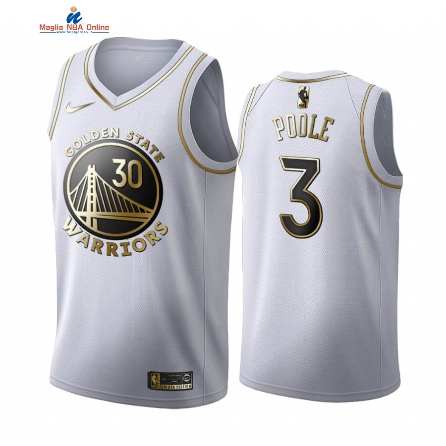 Maglia NBA Nike Golden State Warriors #3 Jordan Poole Bianco Oro 2019-20 Acquista