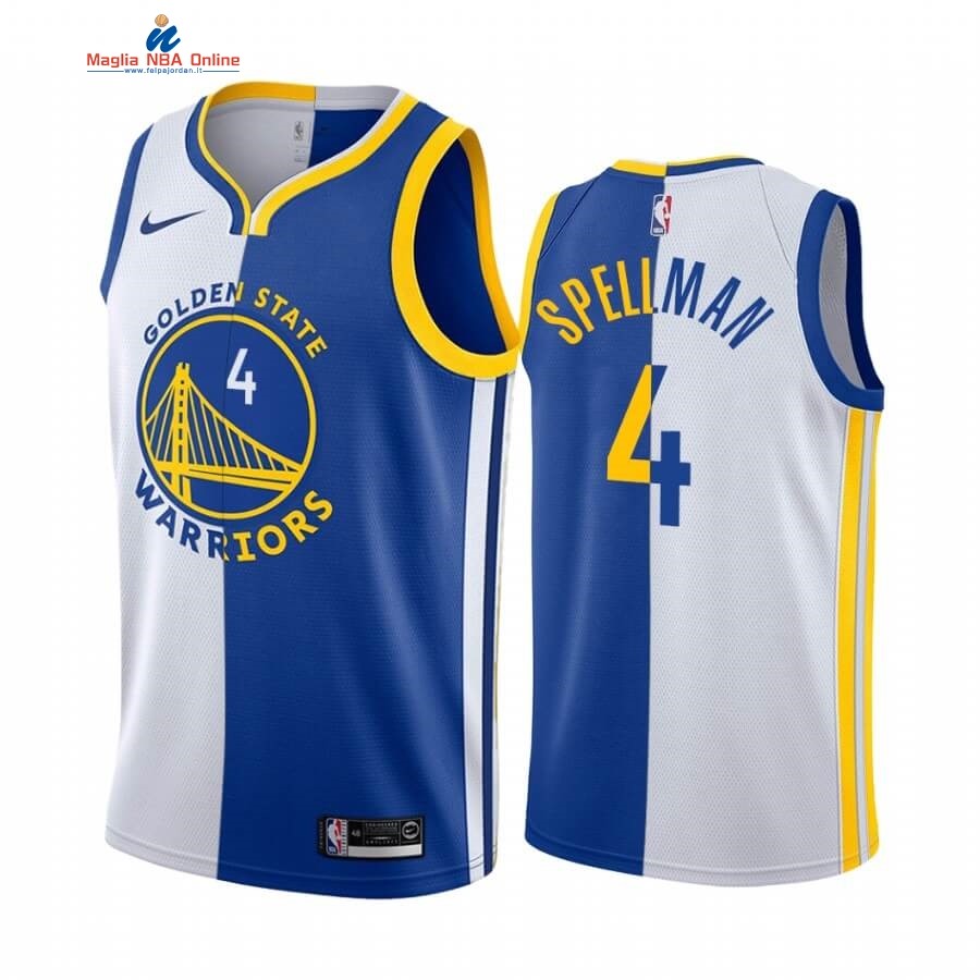 Maglia NBA Nike Golden State Warriors #4 Omari Spellman Blu Bianco Split Edition 2019-20 Acquista