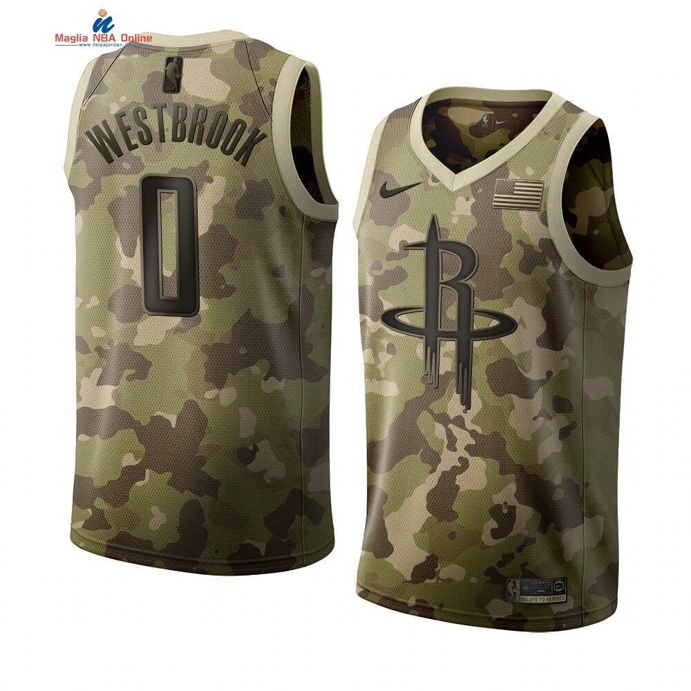 Maglia NBA Nike Houston Rockets #0 Russell Westbrook Camouflage 2019 Acquista