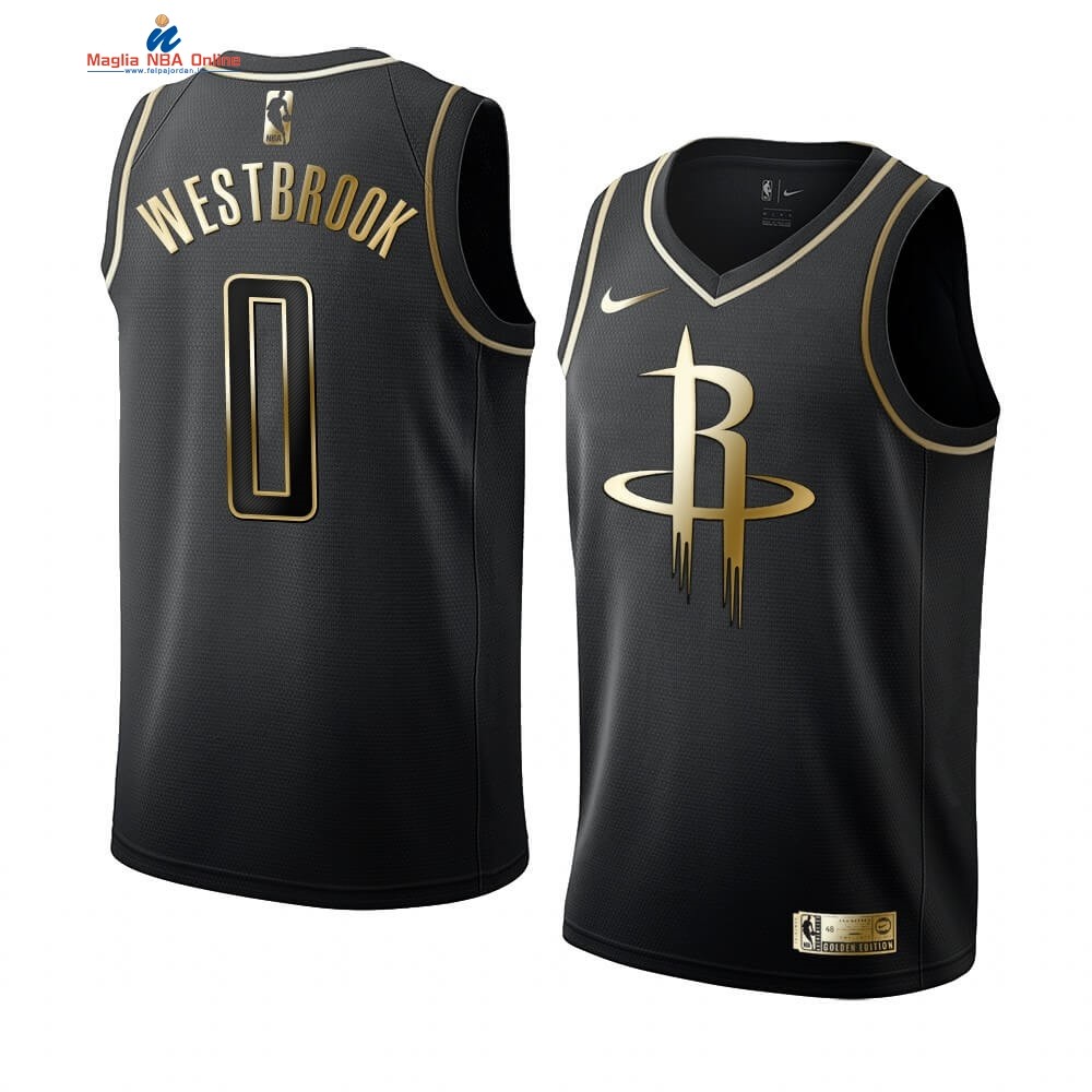 Maglia NBA Nike Houston Rockets #0 Russell Westbrook Oro Edition Acquista