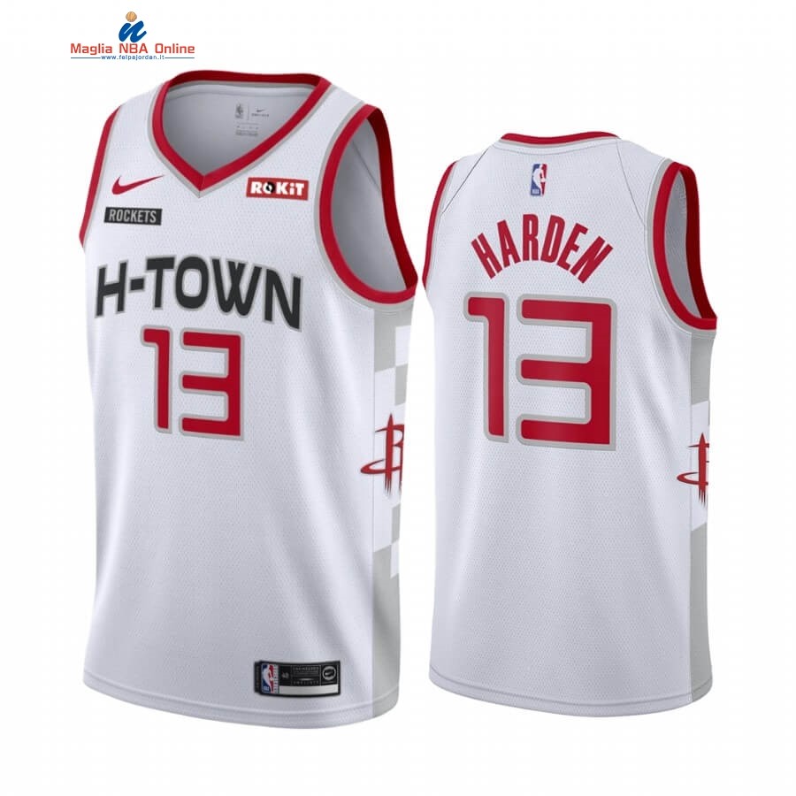 Maglia NBA Nike Houston Rockets #13 James Harden Nike Bianco Città 2019-20 Acquista
