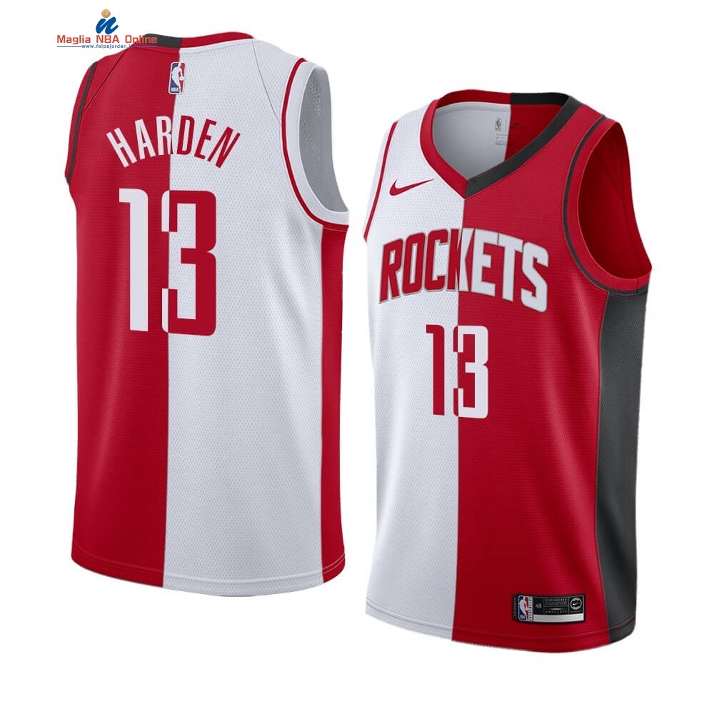 Maglia NBA Nike Houston Rockets #13 James Harden Rosso Bianco Split Edition Acquista