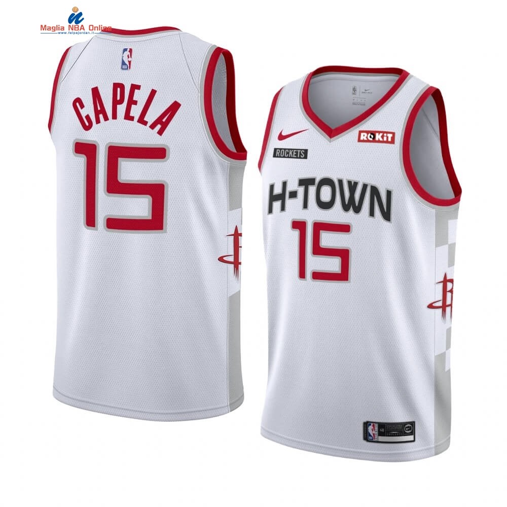 Maglia NBA Nike Houston Rockets #15 Clint Capela Bianco Città 2019-20 Acquista