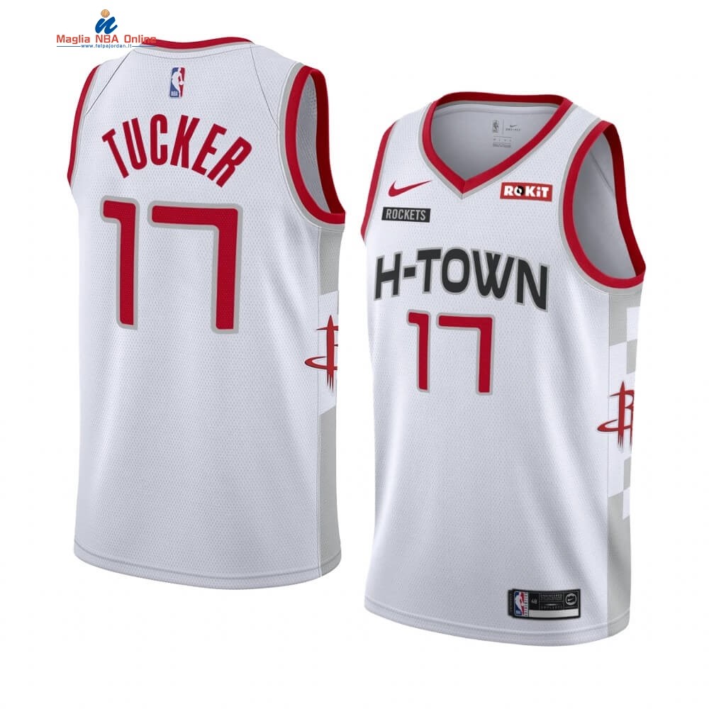 Maglia NBA Nike Houston Rockets #17 P.J. Tucker Bianco Città 2019-20 Acquista