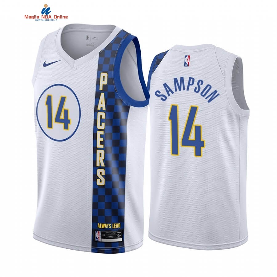 Maglia NBA Nike Indiana Pacers #14 JaKarr Sampson Nike Blacno Città 2019-20 Acquista