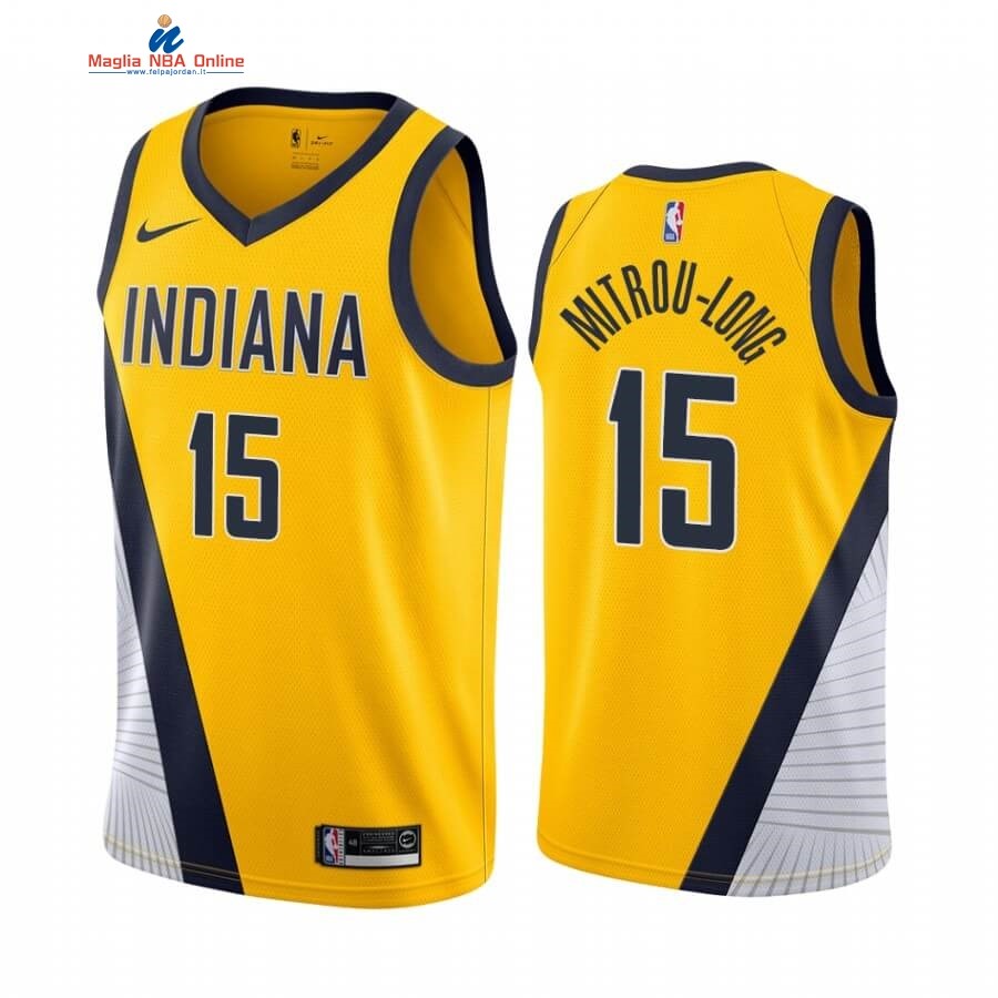Maglia NBA Nike Indiana Pacers #15 Naz Mitrou-Long Giallo Statement 2019-20 Acquista