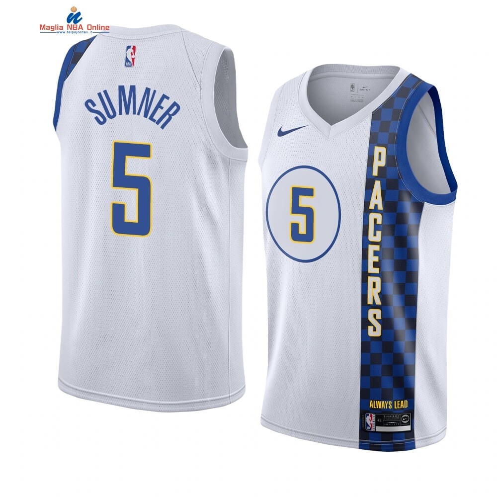 Maglia NBA Nike Indiana Pacers #5 Edmond Sumner Nike Blacno Città 2019-20 Acquista