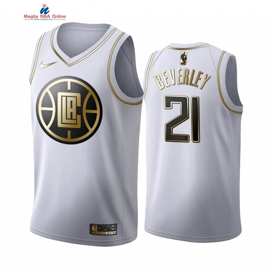 Maglia NBA Nike Los Angeles Clippers #21 Patrick Beverley Bianco Oro 2019-20 Acquista