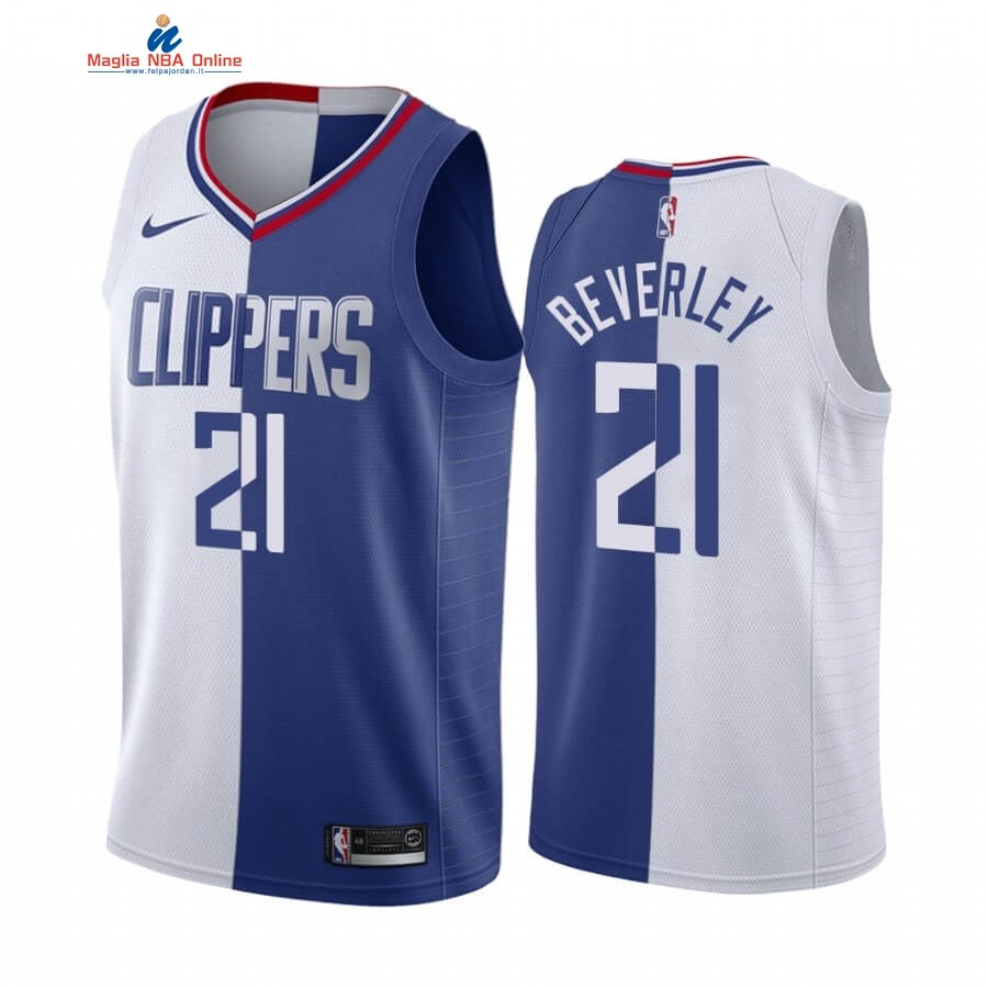 Maglia NBA Nike Los Angeles Clippers #21 Patrick Beverley Blu Bianco Split Edition Acquista