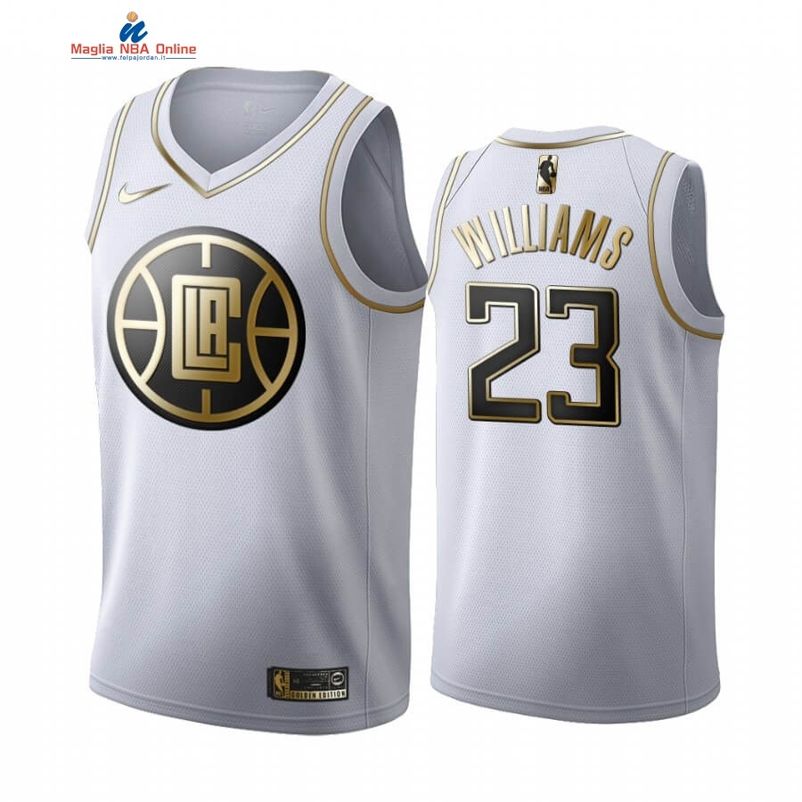 Maglia NBA Nike Los Angeles Clippers #23 Lou Williams Bianco Oro 2019-20 Acquista