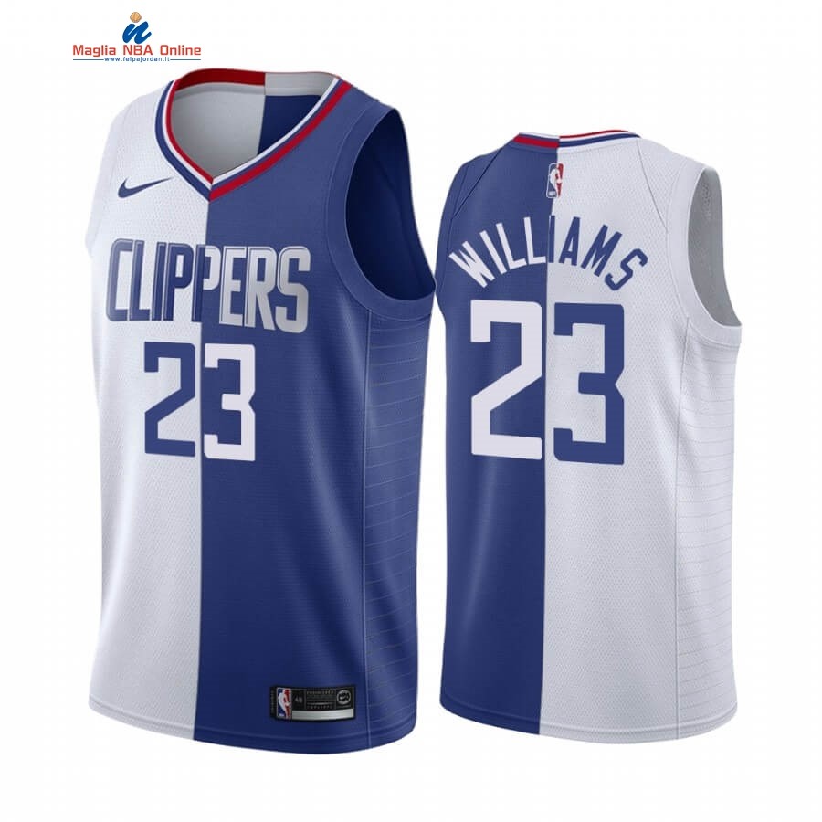 Maglia NBA Nike Los Angeles Clippers #23 Lou Williams Blu Bianco Split Edition Acquista