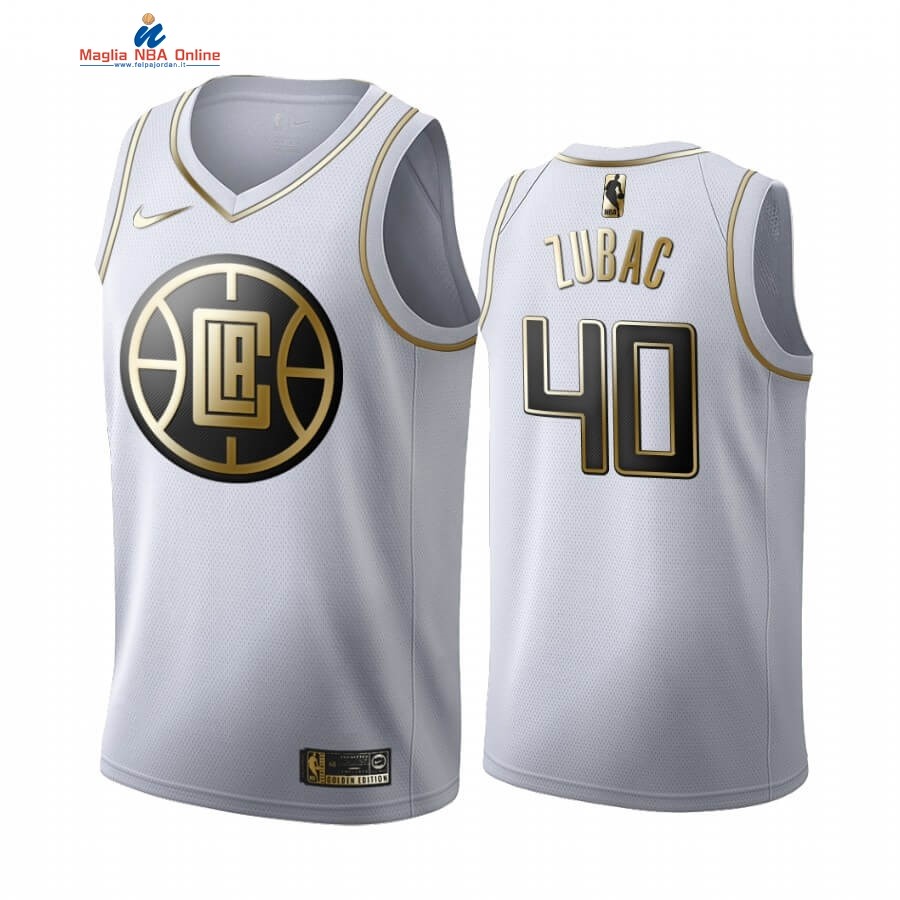 Maglia NBA Nike Los Angeles Clippers #40 Ivica Zubac Bianco Oro 2019-20 Acquista