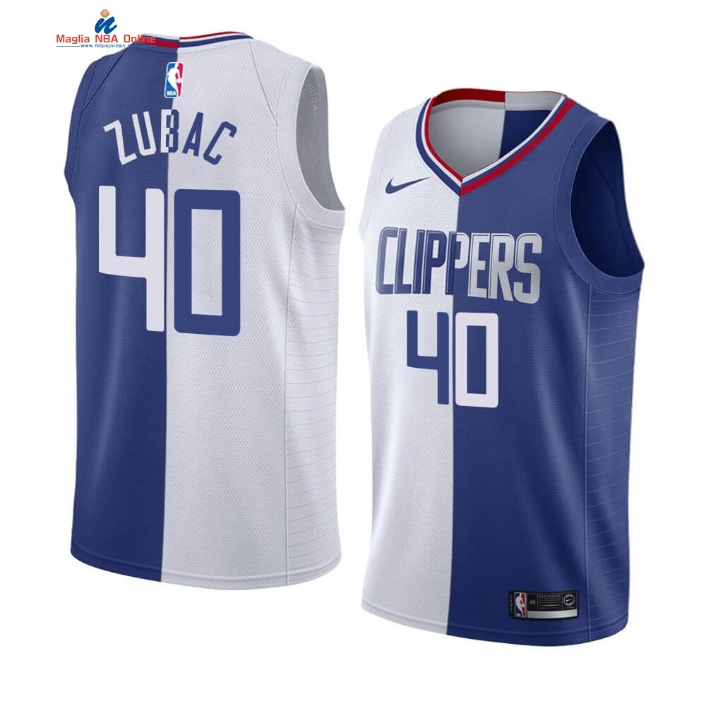 Maglia NBA Nike Los Angeles Clippers #40 Ivica Zubac Blu Bianco Split Edition Acquista
