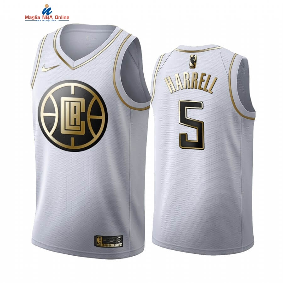 Maglia NBA Nike Los Angeles Clippers #5 Montrezl Harrell Bianco Oro 2019-20 Acquista