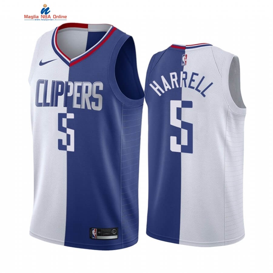Maglia NBA Nike Los Angeles Clippers #5 Montrezl Harrell Blu Bianco Split Edition Acquista