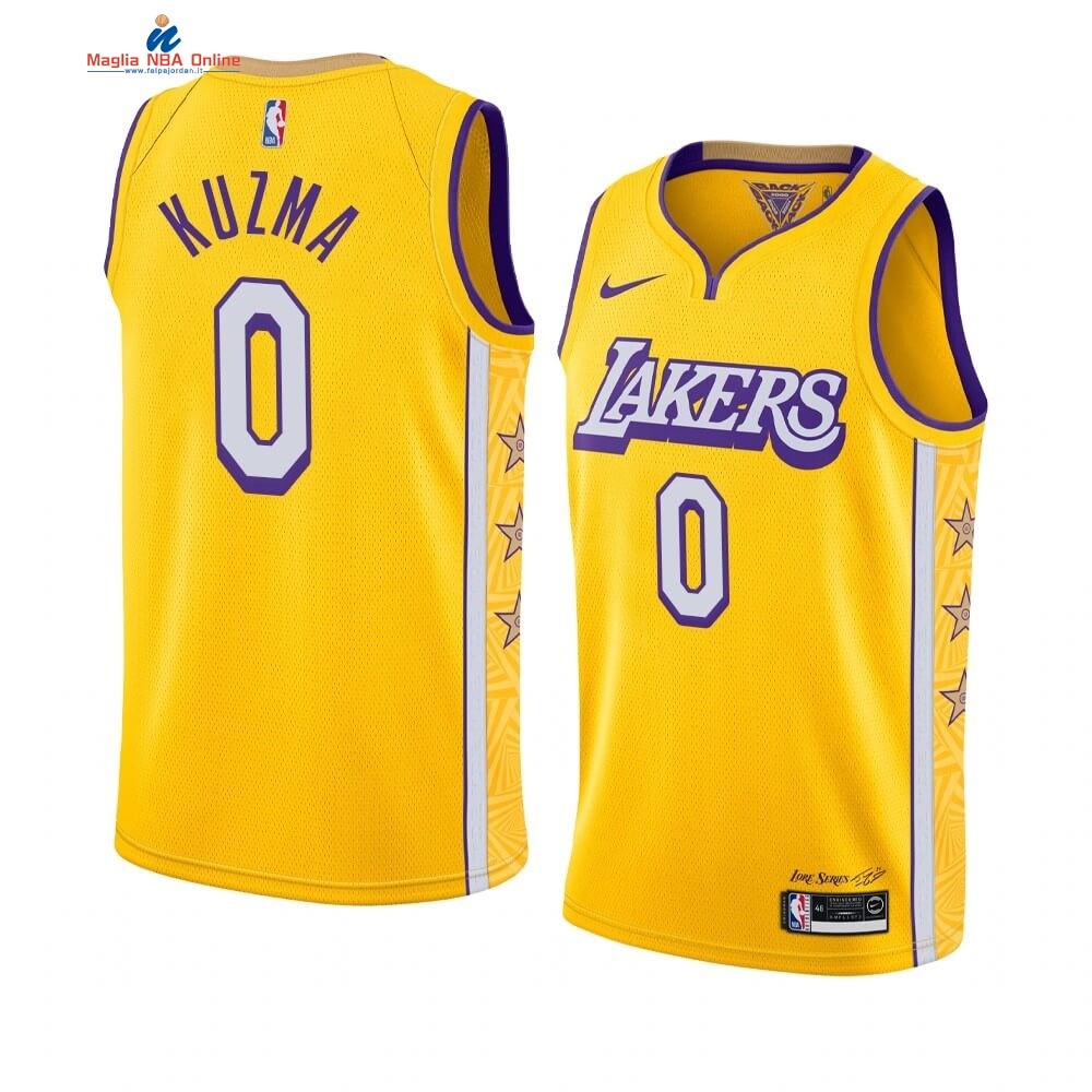 Maglia NBA Nike Los Angeles Lakers #0 Kyle Kuzma Nike Giallo Città 2019-20 Acquista