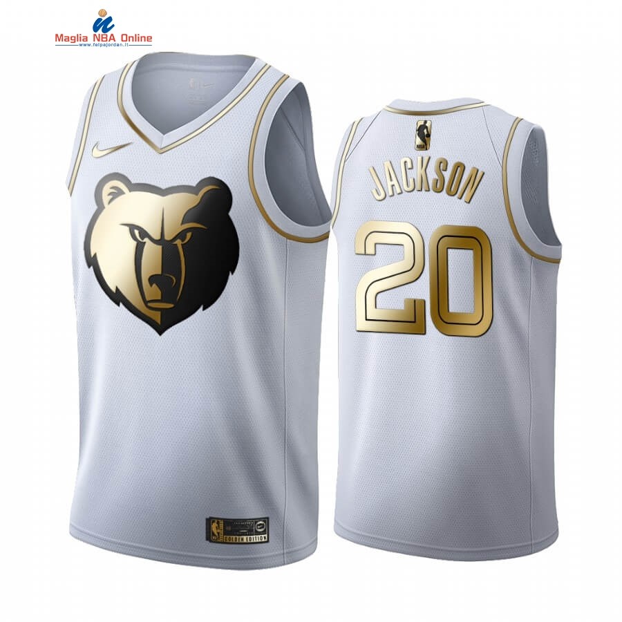 Maglia NBA Nike Menphis Grizzlies #20 Josh Jackson Bianco Oro 2019-20 Acquista