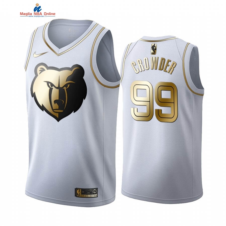 Maglia NBA Nike Menphis Grizzlies #99 Jae Crowder Bianco Oro 2019-20 Acquista