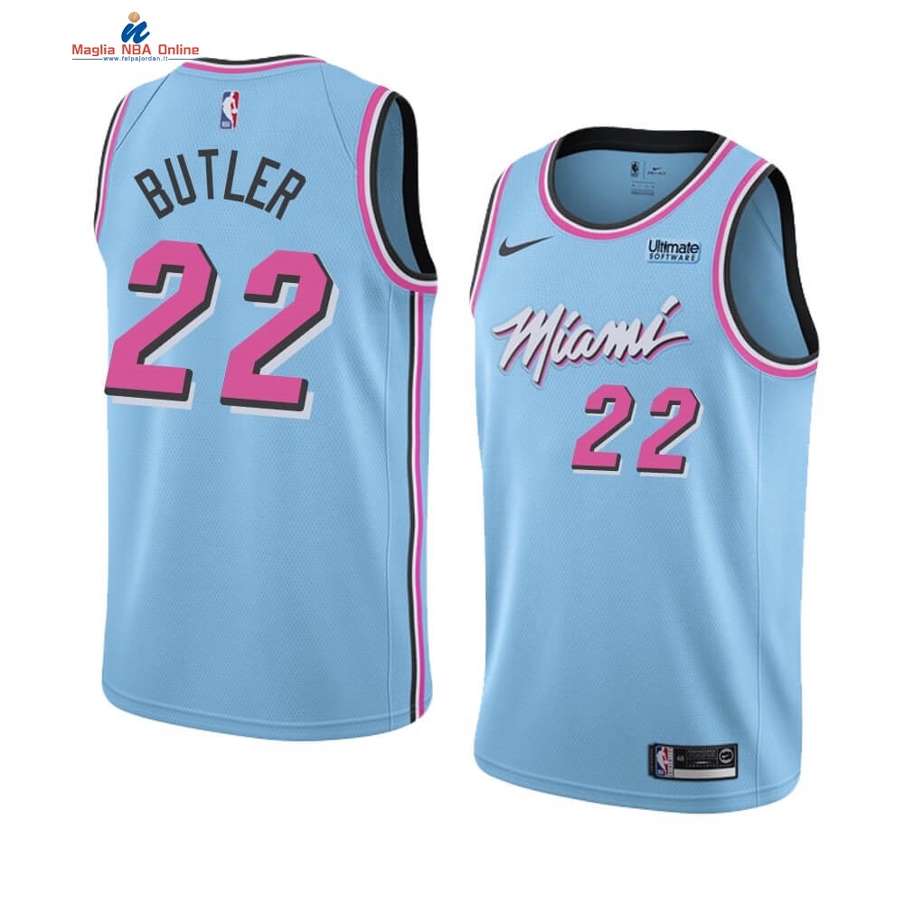 Maglia NBA Nike Miami Heat #22 Jimmy Butler Blu Città 2019-20 Acquista