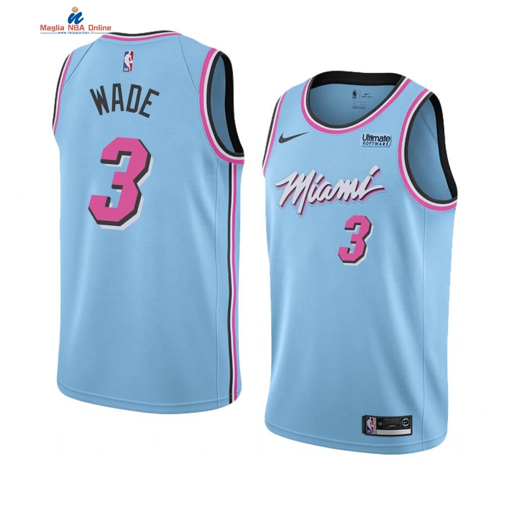 Maglia NBA Nike Miami Heat #3 Dwyane Wade Blu Città 2019-20 Acquista