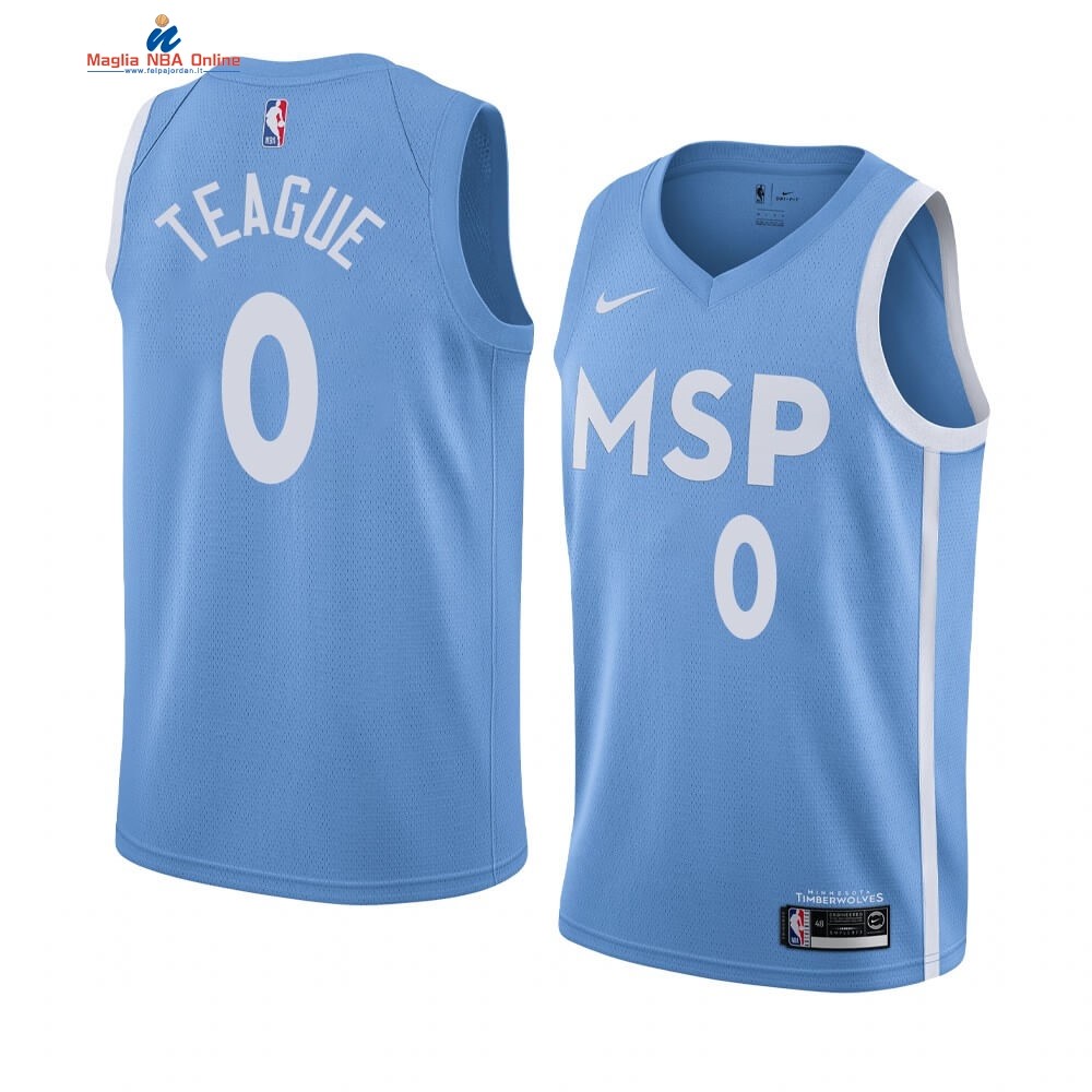 Maglia NBA Nike Minnesota Timberwolves #0 Jeff Teague Nike Blu Città 2019-20 Acquista