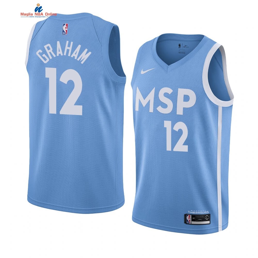 Maglia NBA Nike Minnesota Timberwolves #12 Treveon Graham Nike Blu Città 2019-20 Acquista