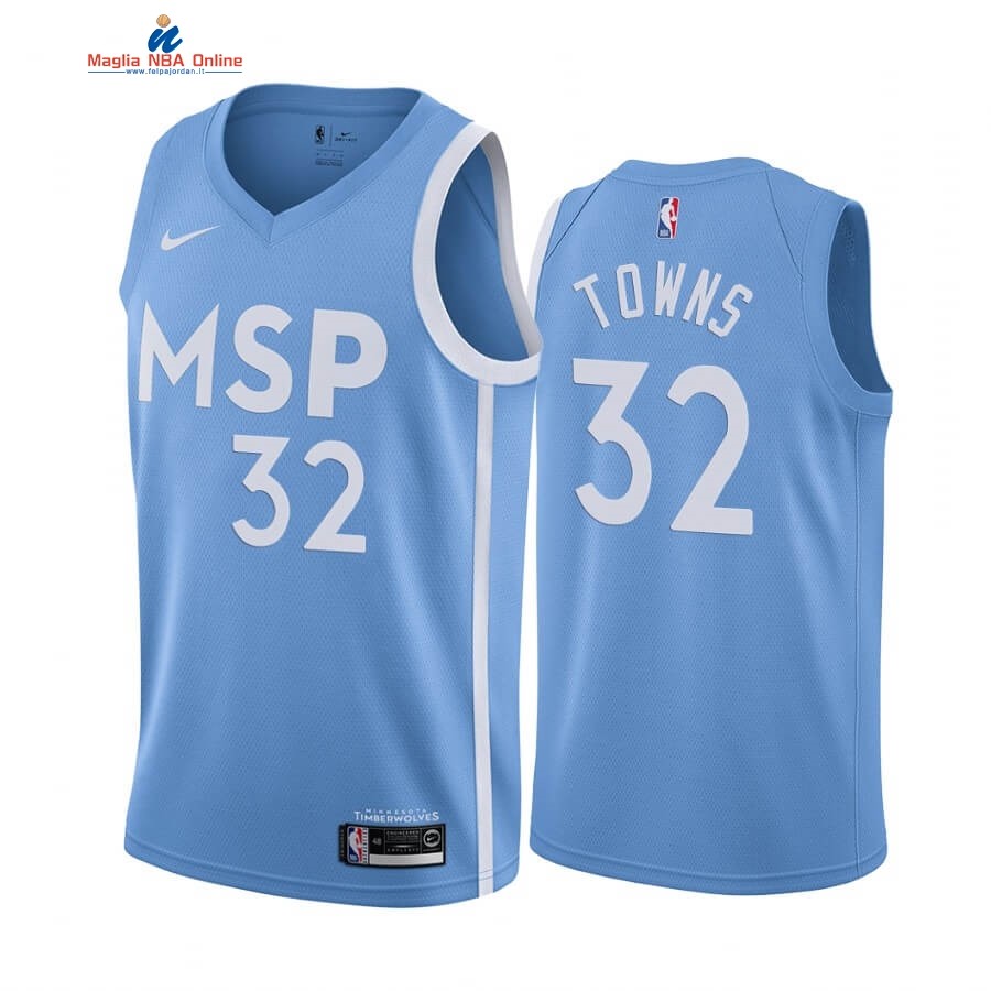 Maglia NBA Nike Minnesota Timberwolves #32 Karl Anthony Nike Blu Città 2019-20 Acquista