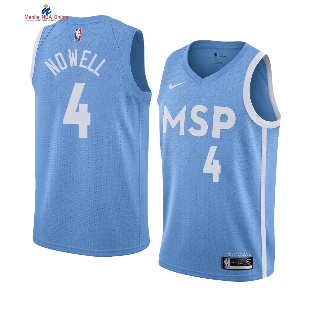 Maglia NBA Nike Minnesota Timberwolves #4 Jaylen Nowell Nike Blu Città 2019-20 Acquista