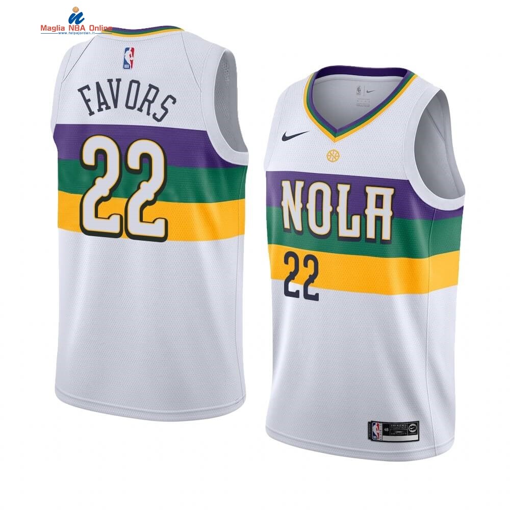 Maglia NBA Nike New Orleans Pelicans #22 Derrick Favors Bianco Città 2019-20 Acquista