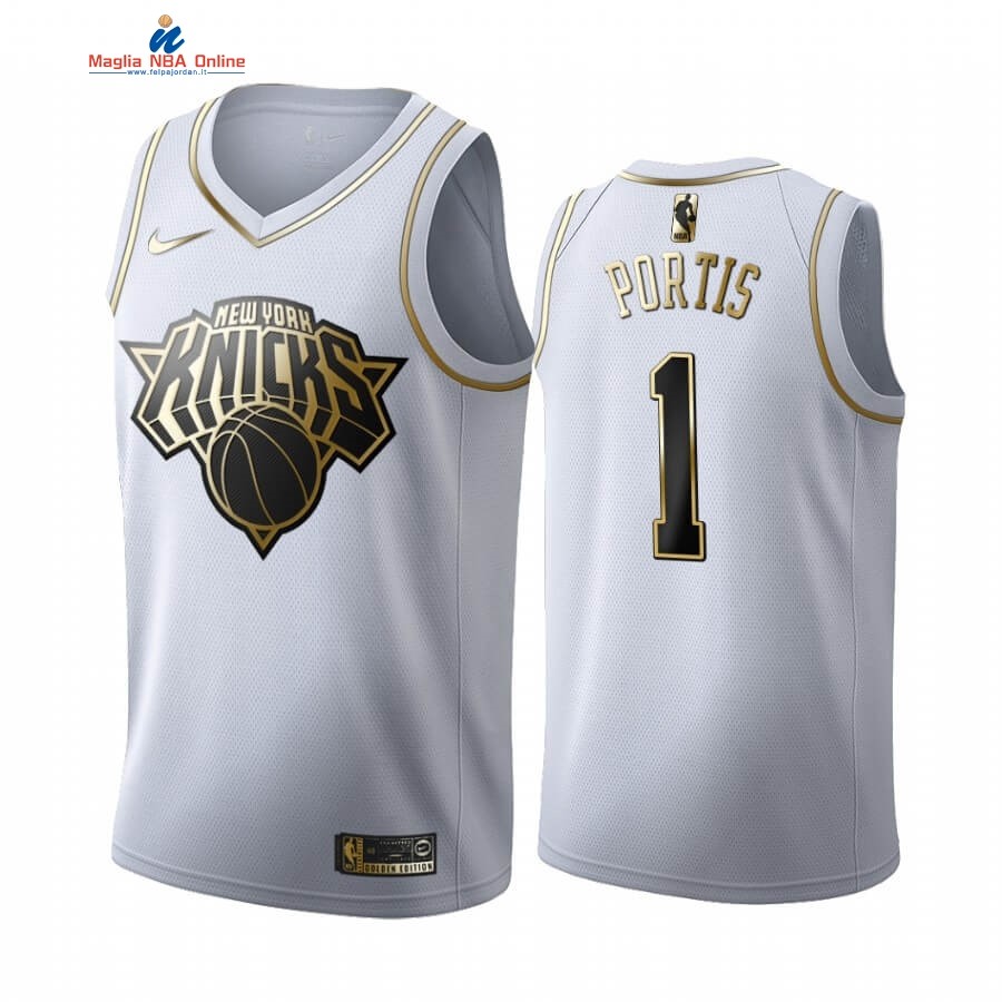 Maglia NBA Nike New York Knicks #1 Bobby Portis Bianco Oro 2019-20 Acquista