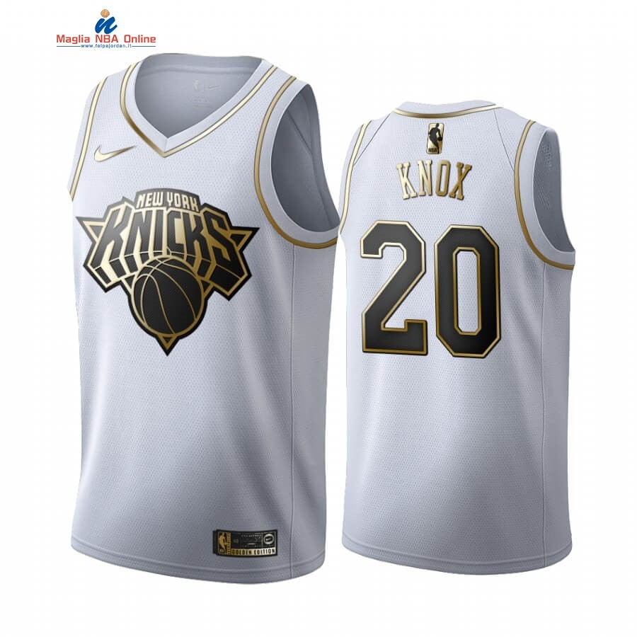 Maglia NBA Nike New York Knicks #20 Kevin Knox Bianco Oro 2019-20 Acquista