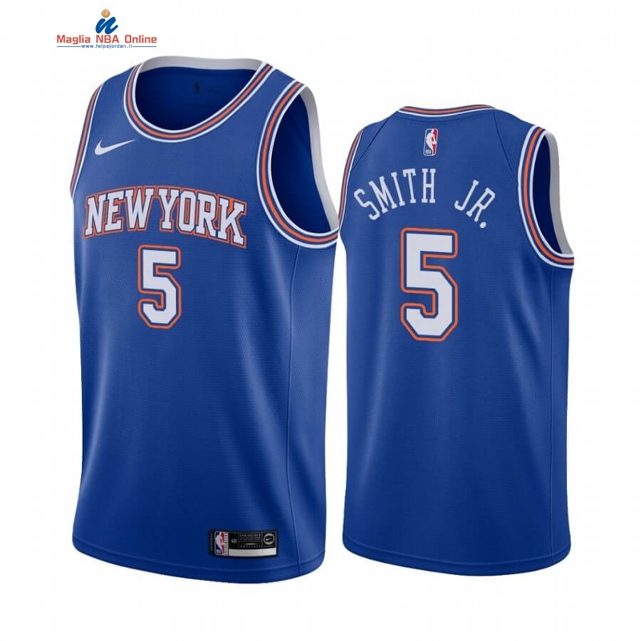 Maglia NBA Nike New York Knicks #5 Dennis Smith Jr Blu Statement 2019-20 Acquista