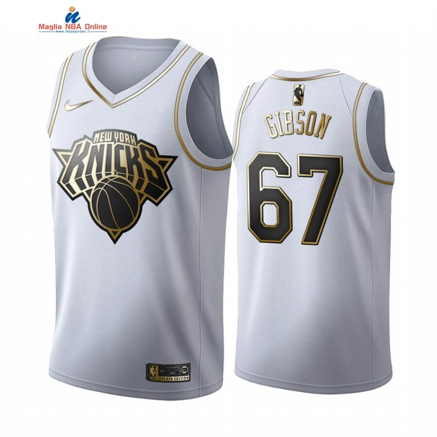 Maglia NBA Nike New York Knicks #67 Taj Gibson Bianco Oro 2019-20 Acquista