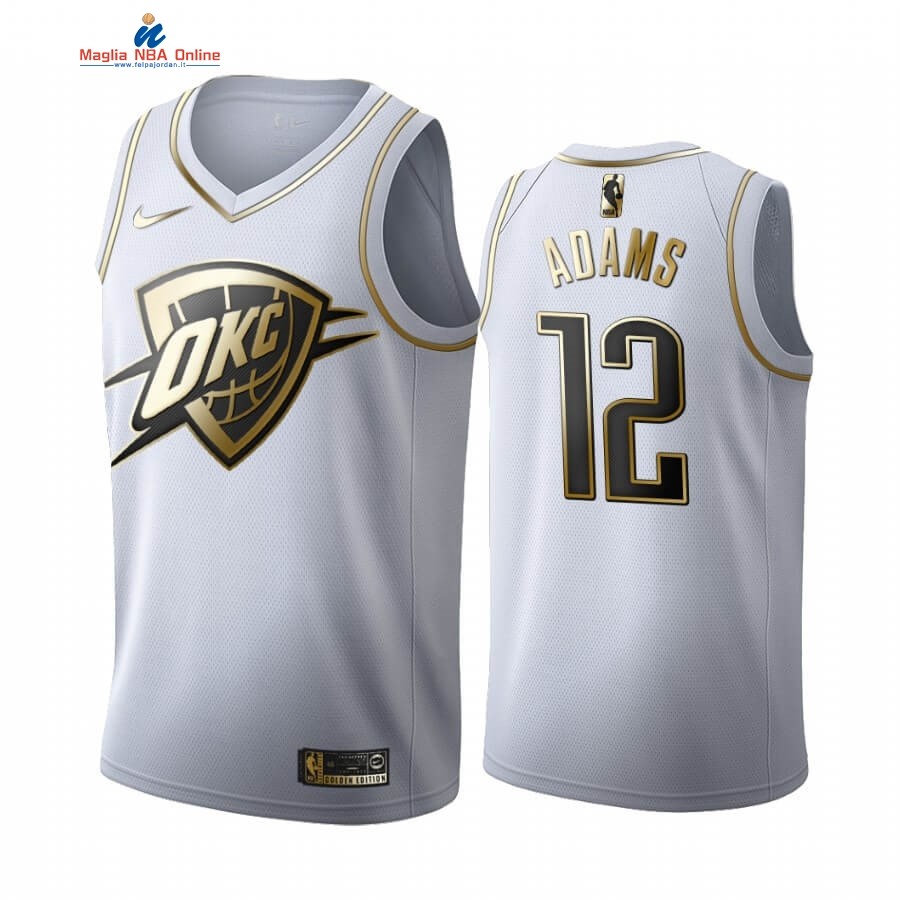 Maglia NBA Nike Oklahoma City Thunder #12 Steven Adams Bianco Oro 2019-20 Acquista