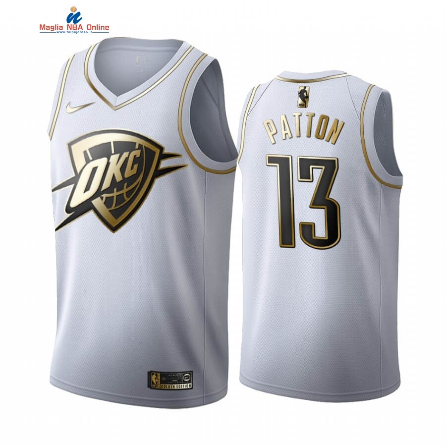 Maglia NBA Nike Oklahoma City Thunder #13 Justin Patton Bianco Oro 2019-20 Acquista