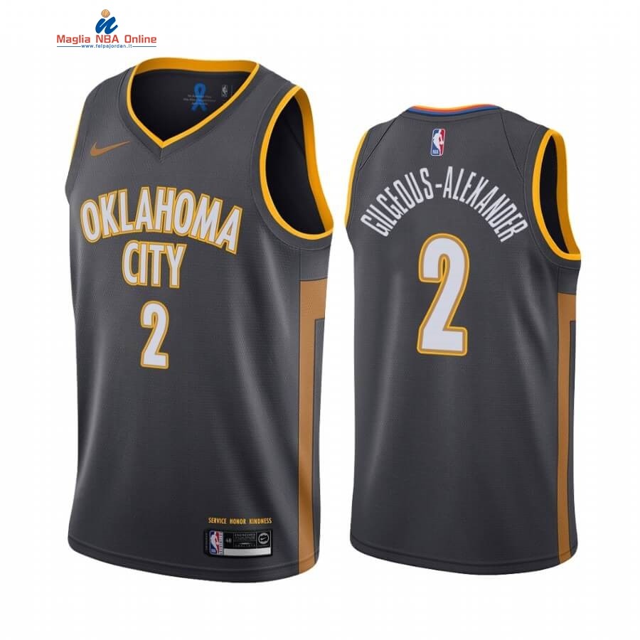 Maglia NBA Nike Oklahoma City Thunder #2 Shai Gilgeous-Alexander Nike Nero Città 2019-20 Acquista