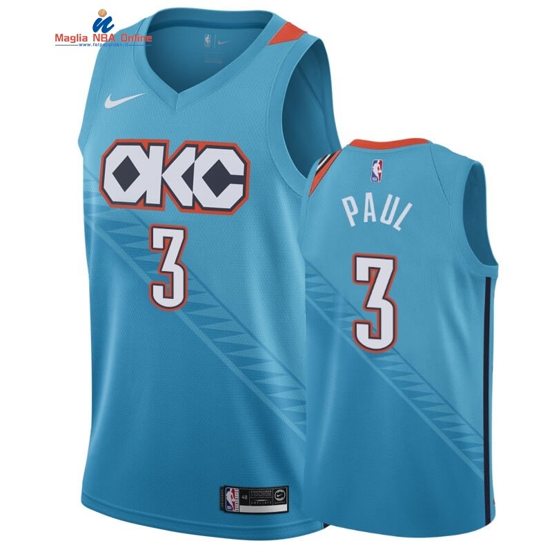 Maglia NBA Nike Oklahoma City Thunder #3 Chris Paul Blu Città 2019-20 Acquista