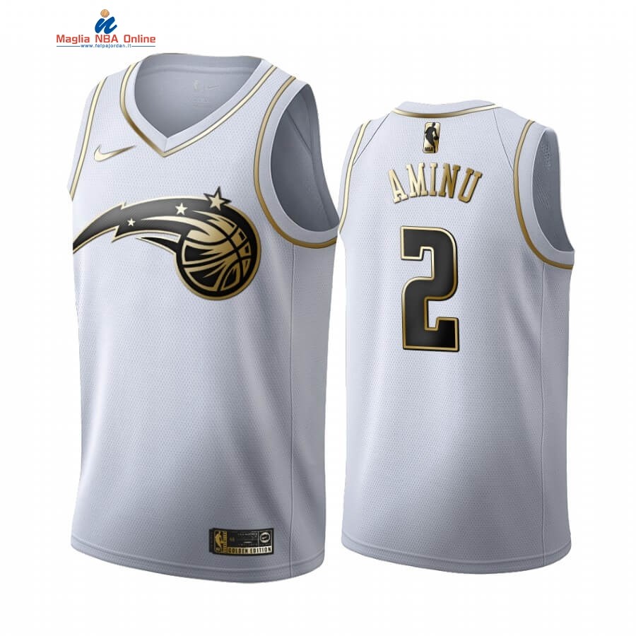 Maglia NBA Nike Orlando Magic #2 Al-Farouq Aminu Bianco Oro 2019-20 Acquista