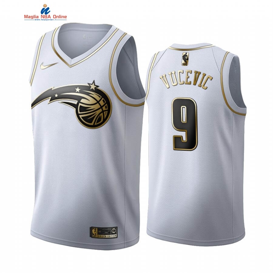 Maglia NBA Nike Orlando Magic #9 Nikola Vucevic Bianco Oro 2019-20 Acquista