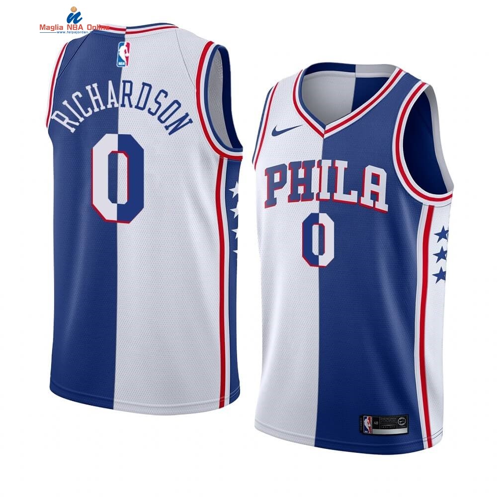 Maglia NBA Nike Phildelphia Sixers #0 Josh Richardson Bianco Blu Split Edition Acquista
