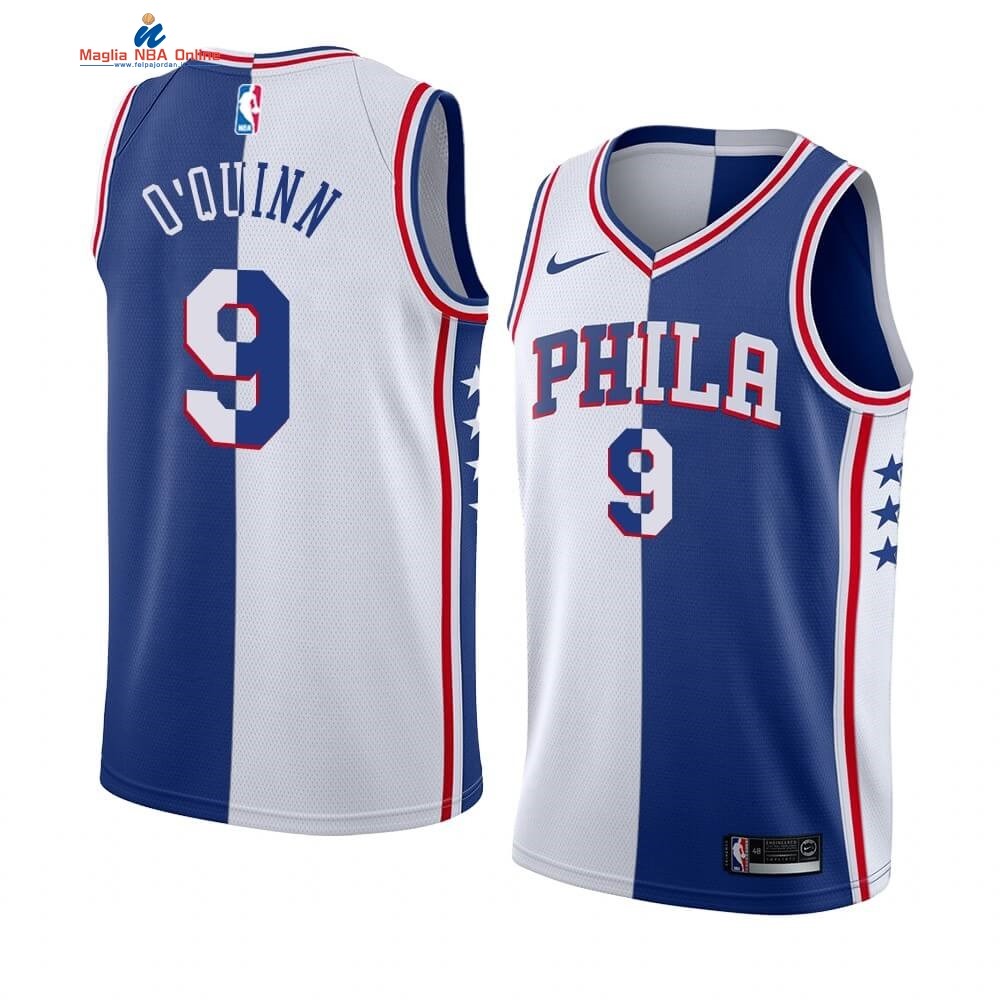 Maglia NBA Nike Phildelphia Sixers #9 Kyle O'Quinn Bianco Blu Split Edition Acquista