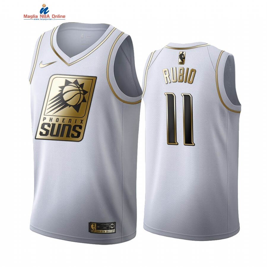 Maglia NBA Nike Phoenix Suns #11 Ricky Rubio Bianco Oro 2019-20 Acquista