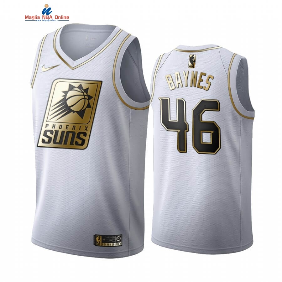 Maglia NBA Nike Phoenix Suns #46 Aron Baynes Bianco Oro 2019-20 Acquista